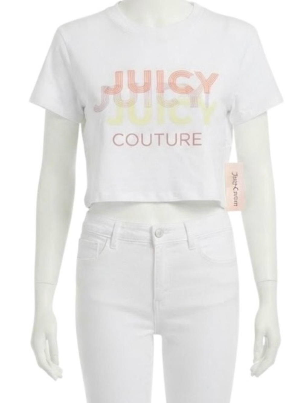 Juicy Couture Blazing Orange Combo Stroke Graphic Logo Crop Tee (NWT) Sz. Large